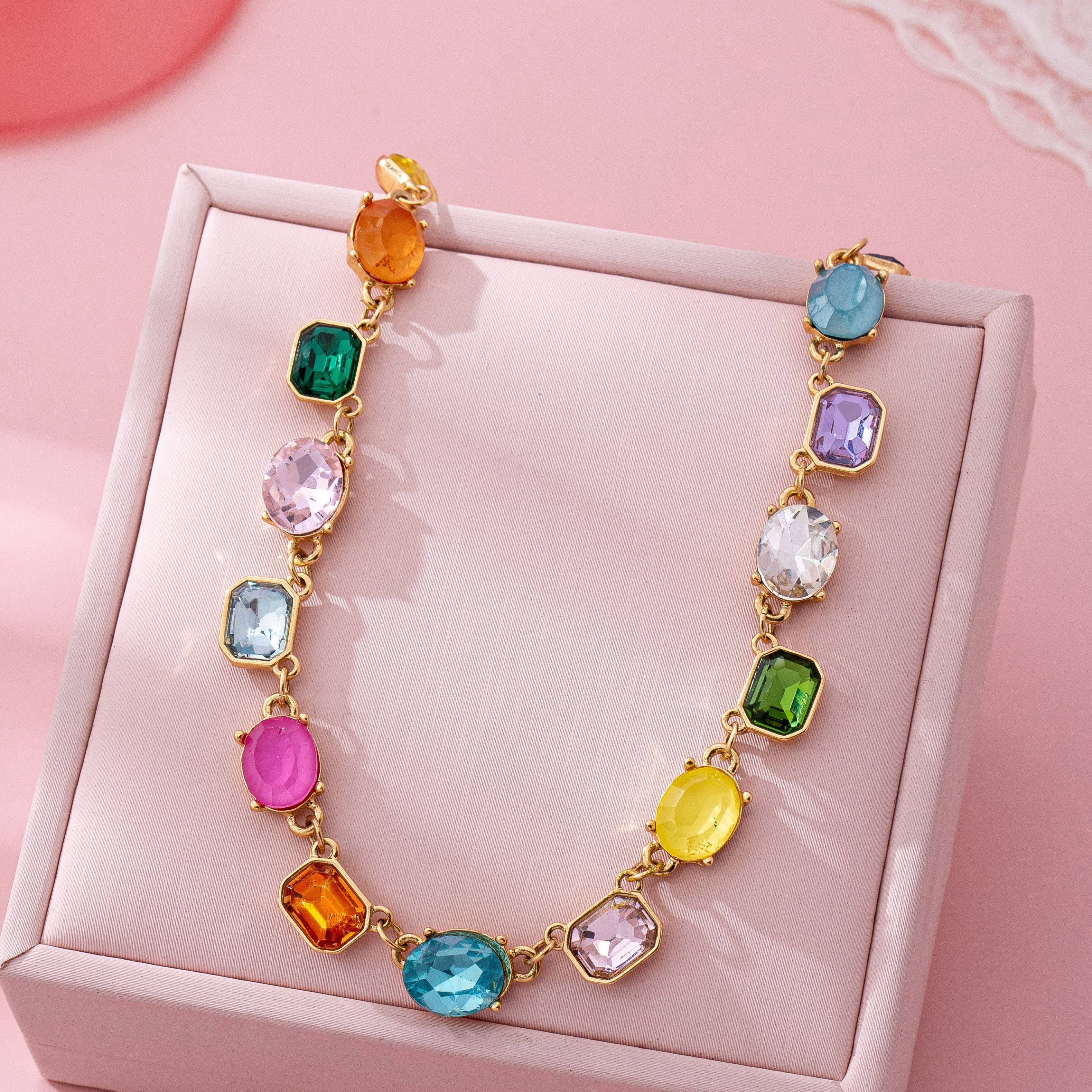 Multicolor Gemstone Link Necklace { product_type }}