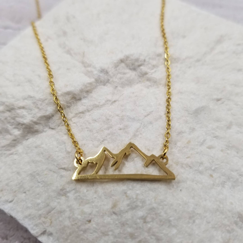 Mountain Cutout Necklace: Gold-Treasure Wholesale-Three Birdies Boutique, Women's Fashion Boutique Located in Kearney, MO