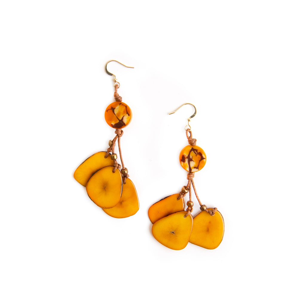 Allison Earrings: Yellow-Organic Tagua Jewelry-Three Birdies Boutique, Women's Fashion Boutique Located in Kearney, MO