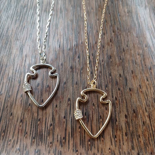 Large Bling Arrowhead Necklace Silver OR Gold: Silver-Paco Designs-Three Birdies Boutique, Women's Fashion Boutique Located in Kearney, MO