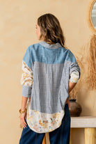 Floral Stripe Button Down Top { product_type }}