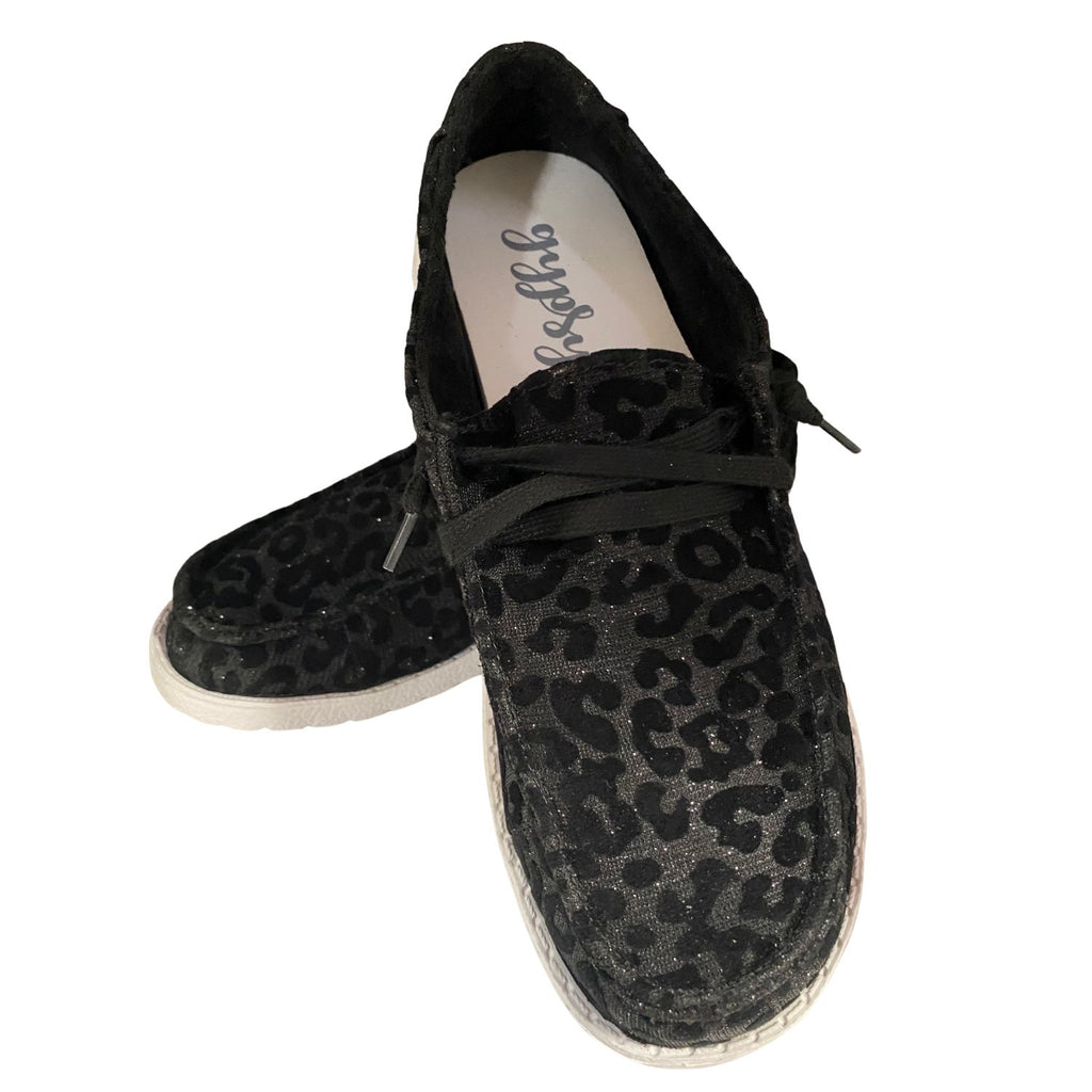 Black Velvet Leopard Slip On Sneakers-Shoes-Gypsy Jazz-Three Birdies Boutique, Women's Fashion Boutique Located in Kearney, MO