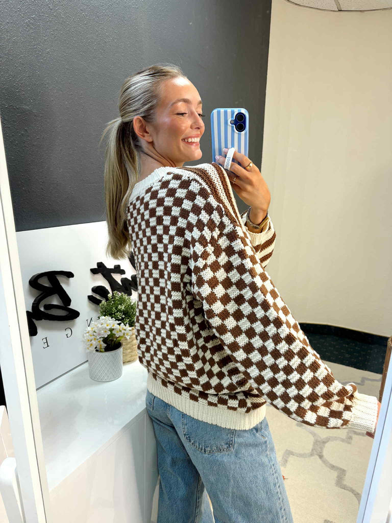 Chunky Print Sweater-Sweaters-White Birch-Three Birdies Boutique, Women's Fashion Boutique Located in Kearney, MO