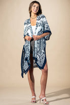 Santorini Mandala Viscose Kimono: Royal Mandala-Urbanista-Three Birdies Boutique, Women's Fashion Boutique Located in Kearney, MO