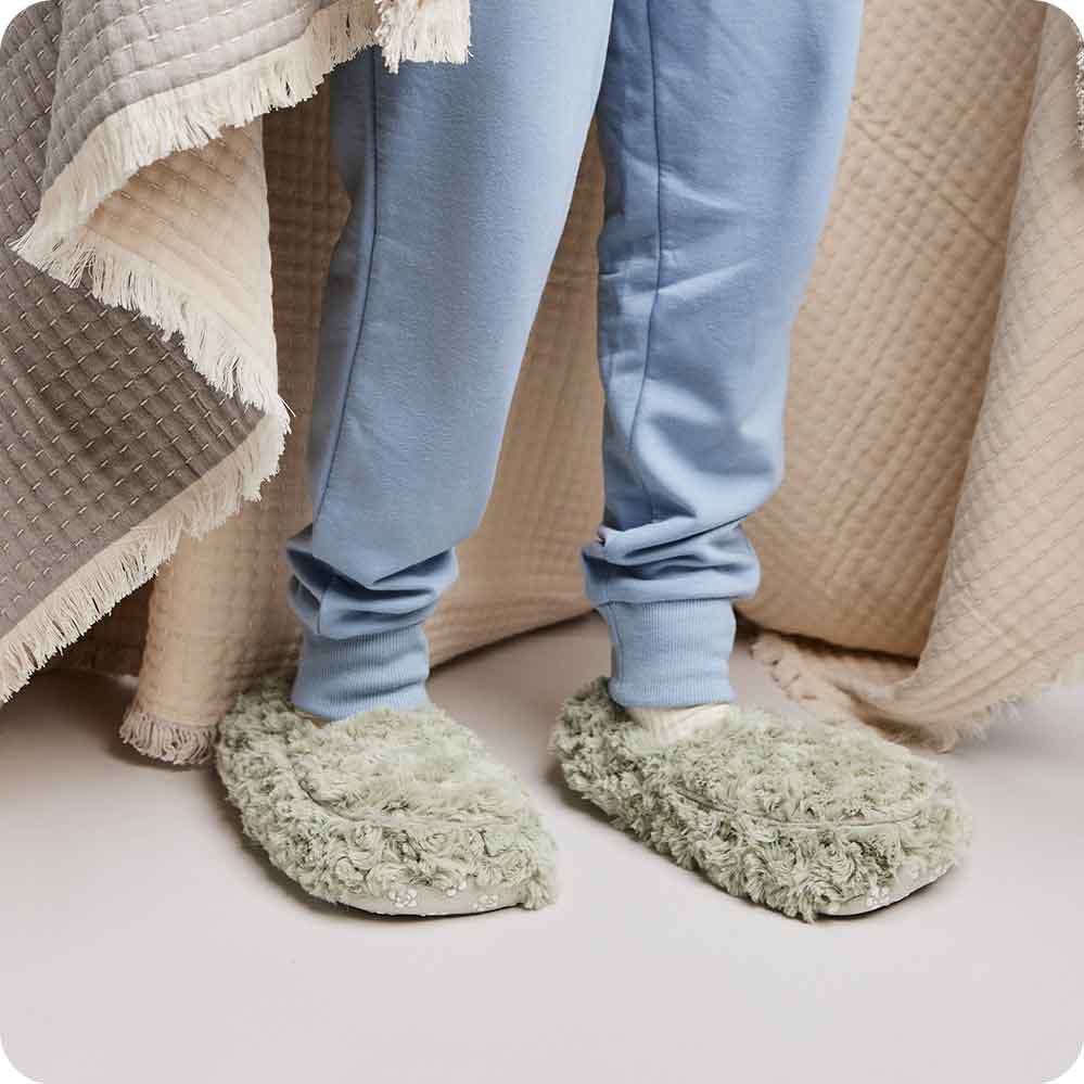 Curly Sage Green Warmies Slippers-Warmies - Lavender Scented Plush Gifts-Three Birdies Boutique, Women's Fashion Boutique Located in Kearney, MO