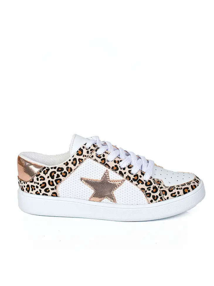 Gold Star Leopard Sneakers-Shoes-Maker's Shoes-Three Birdies Boutique, Women's Fashion Boutique Located in Kearney, MO
