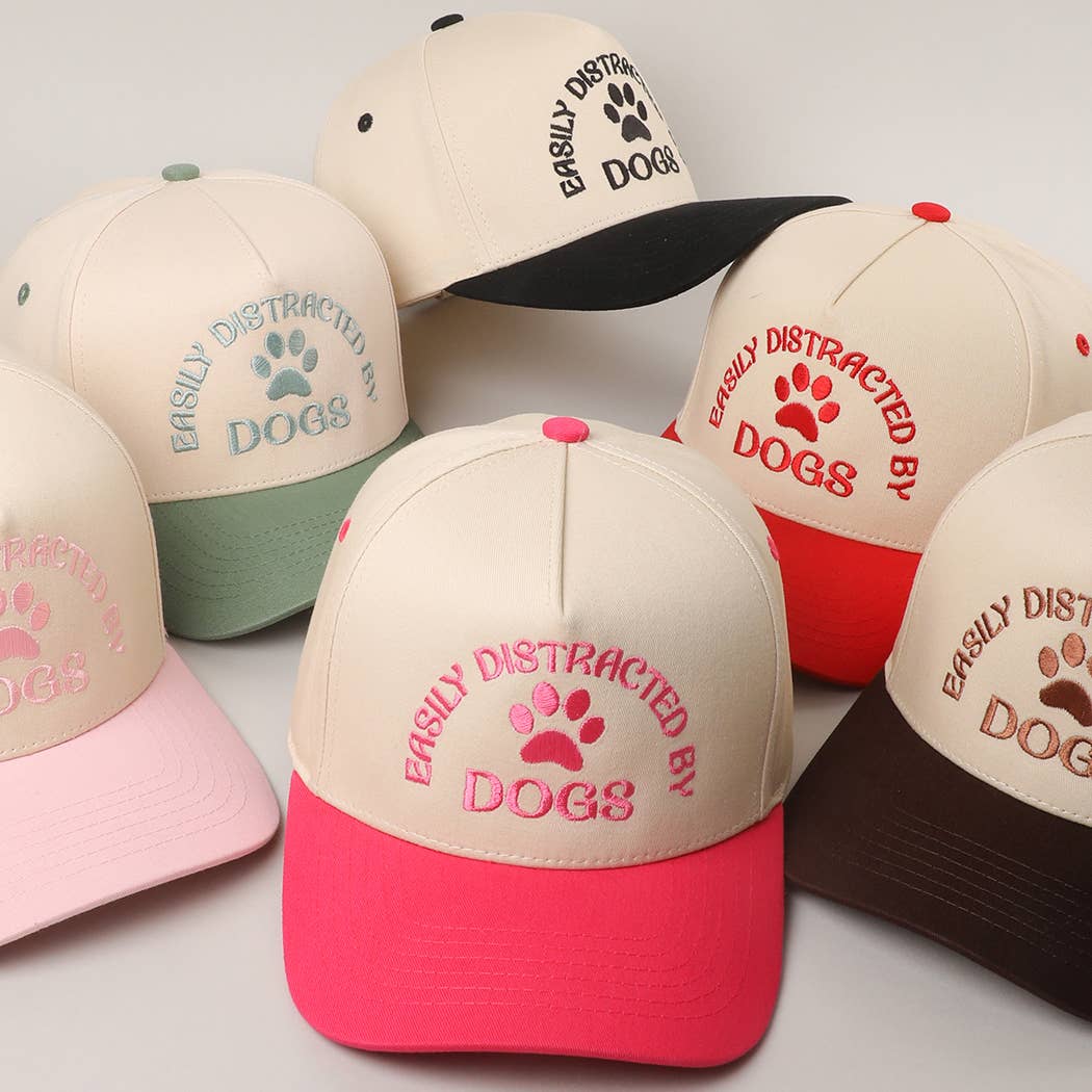 EASILY DISTRACTED BY DOGS Embroidered Trucker Hat: BLACK / One Color { product_type }}
