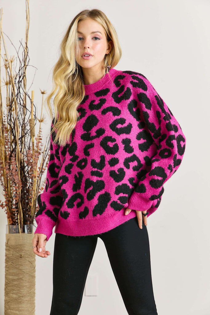Leopard Cozy Sweater-Sweater-ADORA LA-Three Birdies Boutique, Women's Fashion Boutique Located in Kearney, MO