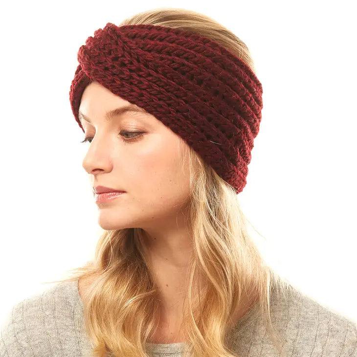 Solid Twisted Wide Knit Headband { product_type }}