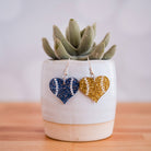 KC Baseball Blue & Gold Baseball Heart Dangles { product_type }}