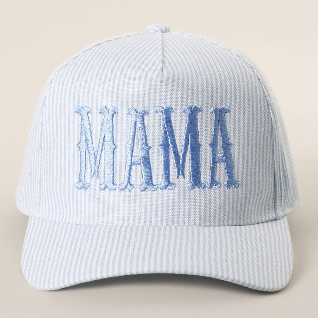 MAMA Embroidered Striped Trucker Hat : PINK/PINK { product_type }}