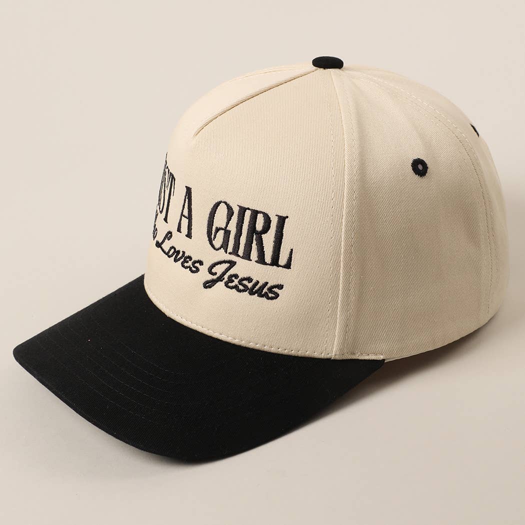 Just A Girl Who Loves Jesus Embroidery Trucker Hat: Hot Pink / ONE SIZE { product_type }}
