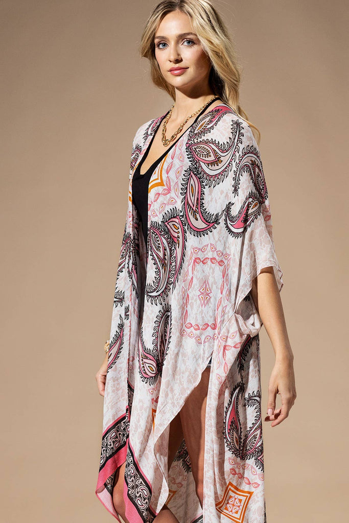 Pink Paisley Kimono-Urbanista-Three Birdies Boutique, Women's Fashion Boutique Located in Kearney, MO