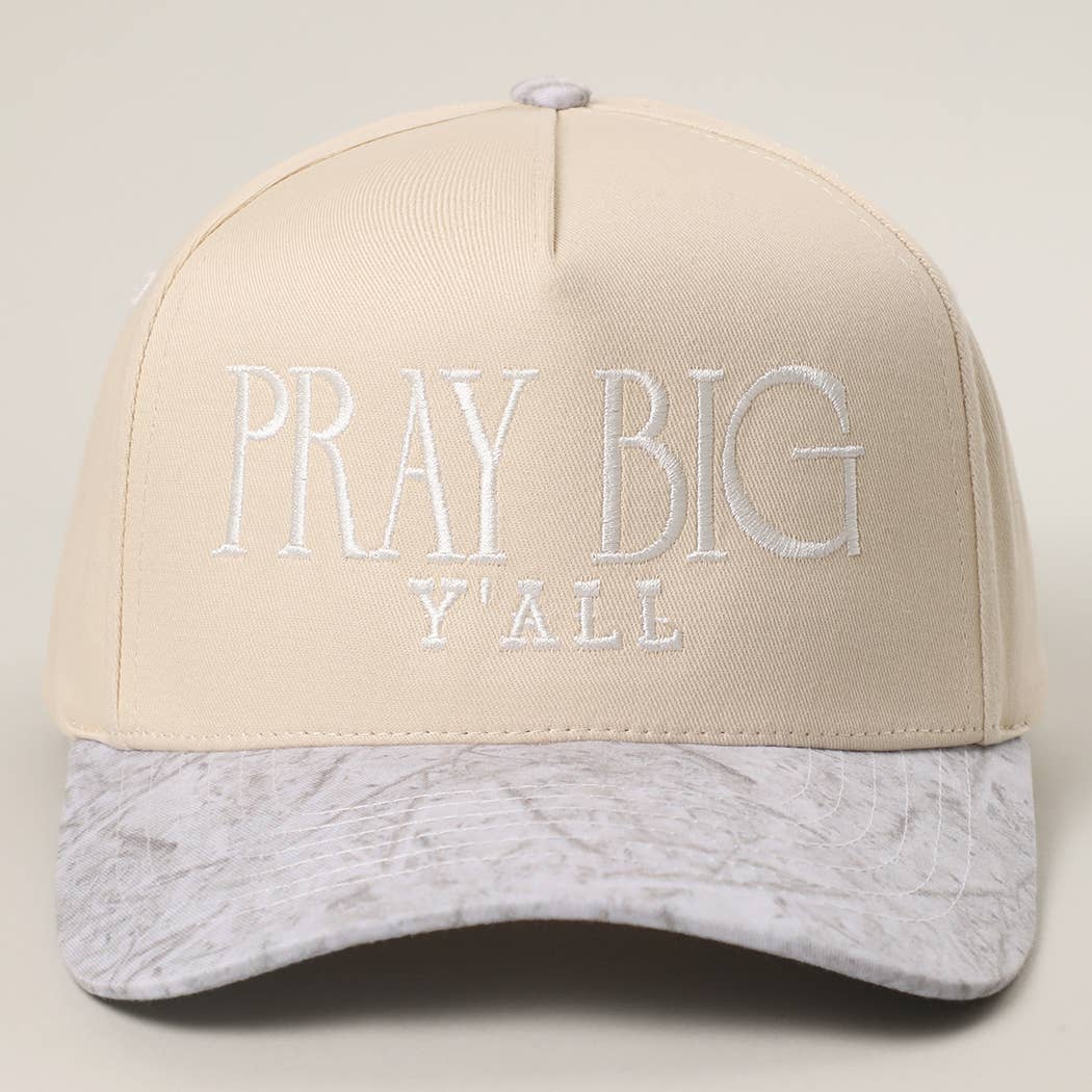 PRAY BIG Y'ALL Embroidery Two-Tone Trucker Hat: LEOPARD / One Size { product_type }}