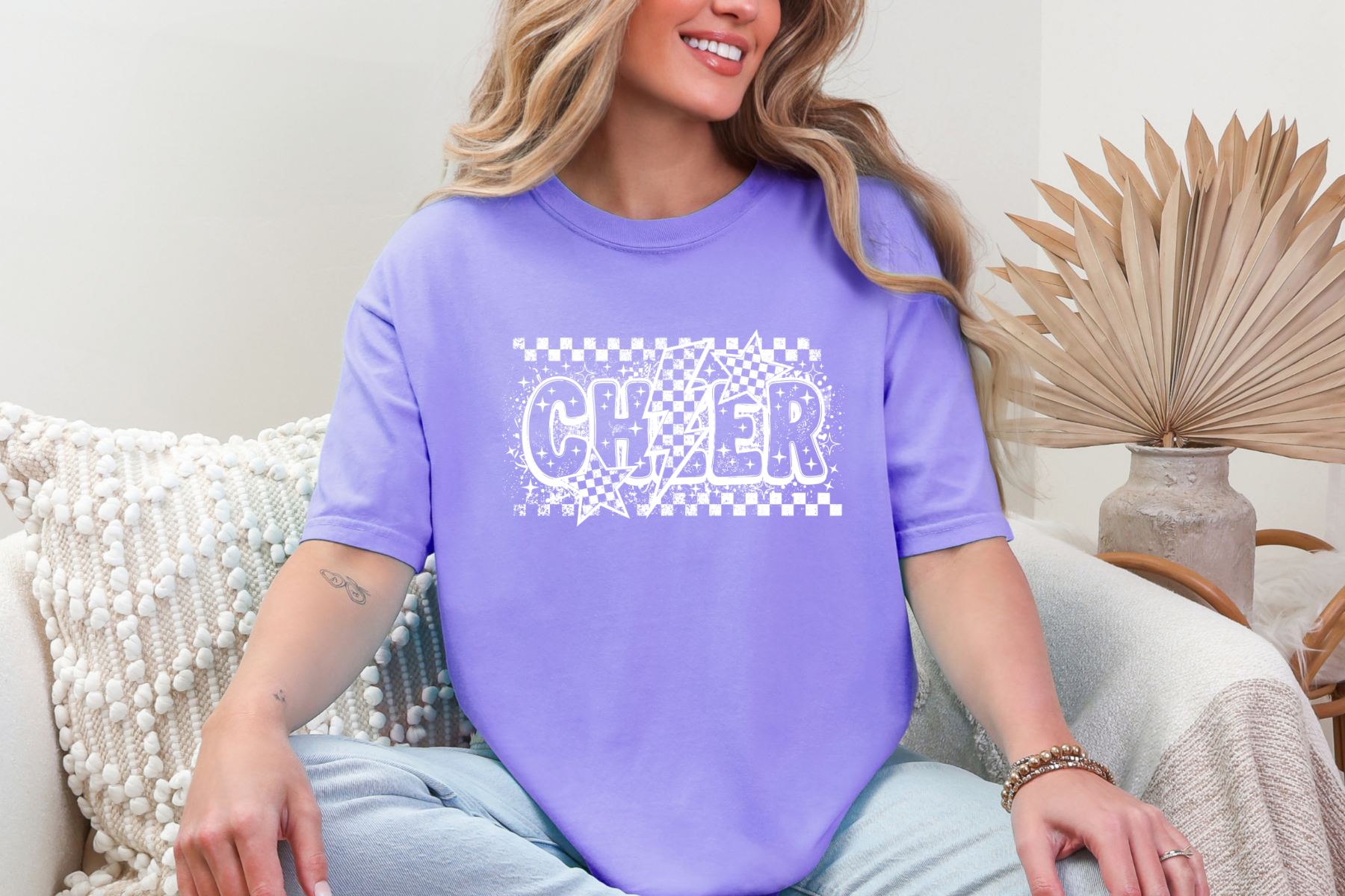 Vintage Checker Cheer Graphic Tee { product_type }}