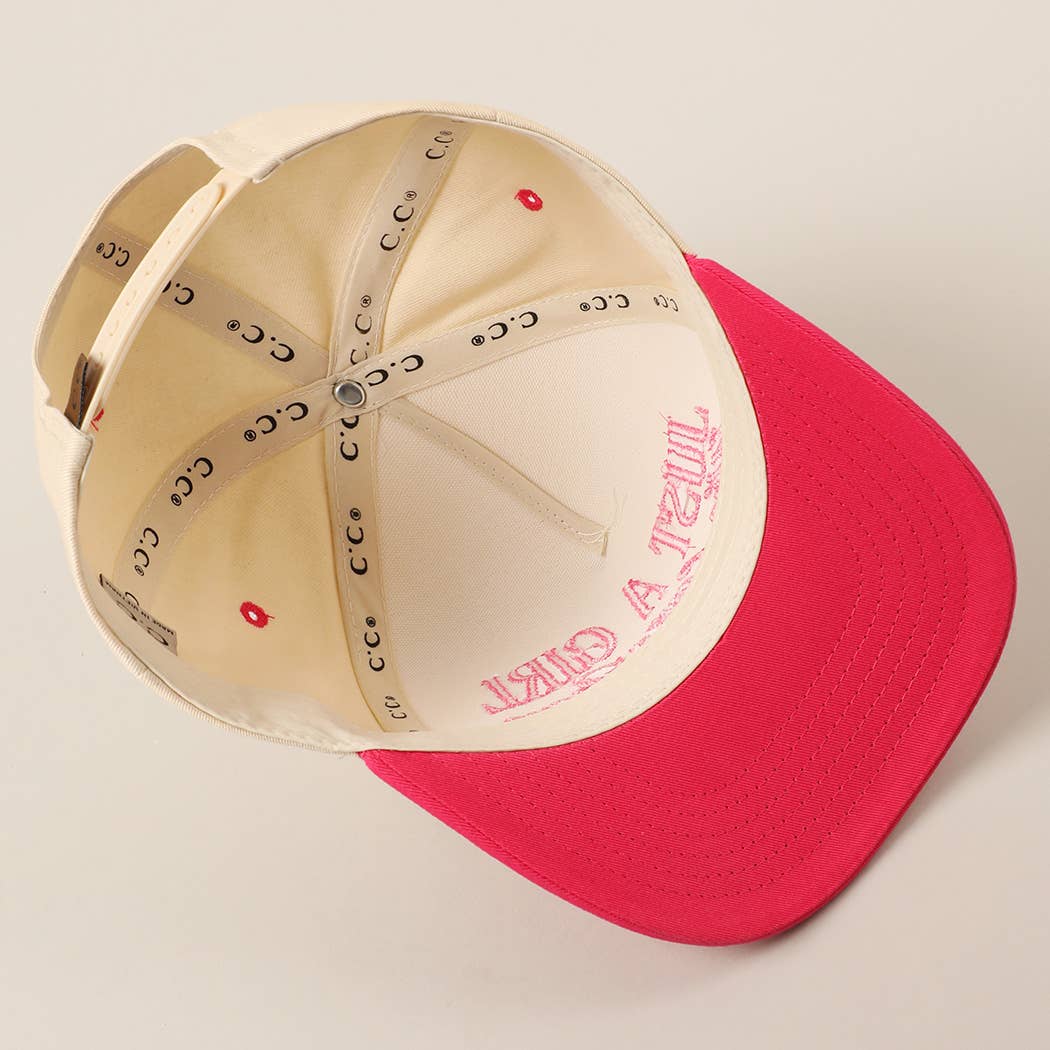 Just A Girl Who Loves Jesus Embroidery Trucker Hat: Hot Pink / ONE SIZE { product_type }}
