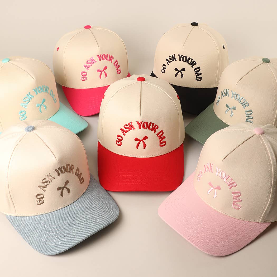 GO ASK YOUR DAD Embroidery Two-Tone Trucker Hat: HOT PINK / One Size { product_type }}