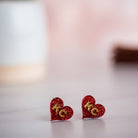 Kansas City Football Hand Painted Red Glitter KC Heart Studs { product_type }}