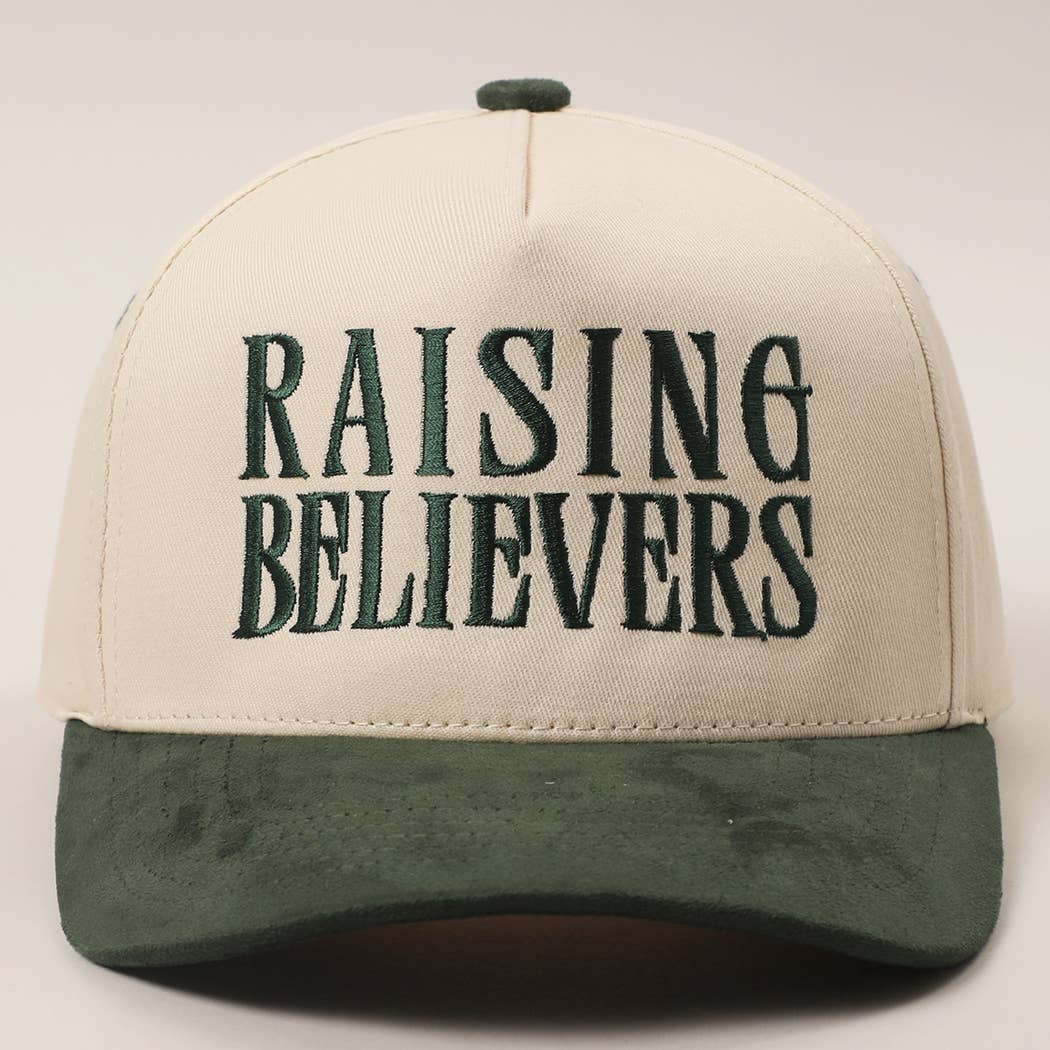 RAISING BELIEVERS Suede Two-Tone Trucker Hat: BLK / One Size { product_type }}