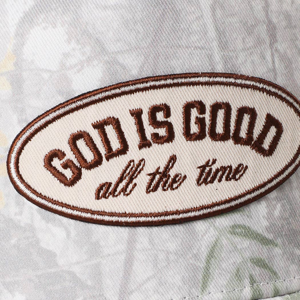 GOD IS GOOD All The Time Patch Camo Baseball Cap: CAMO / One Size { product_type }}