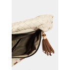 Faux Leather Basket Weave Semi Circle Bag: IV { product_type }}