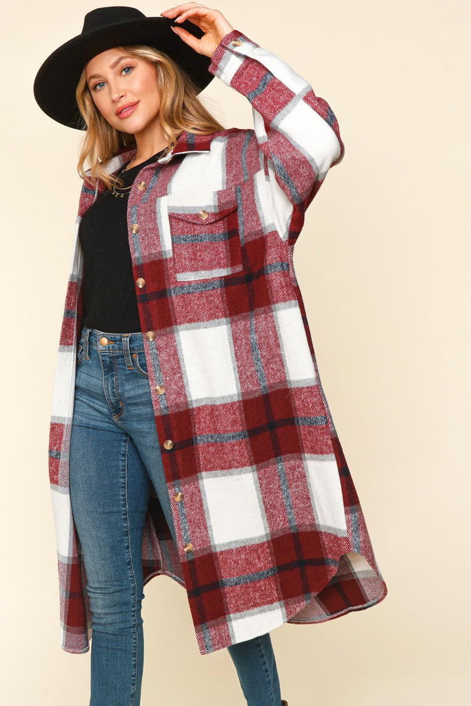 Plaid Flannel Duster Shacket-Outerwear-Haptics-Three Birdies Boutique, Women's Fashion Boutique Located in Kearney, MO