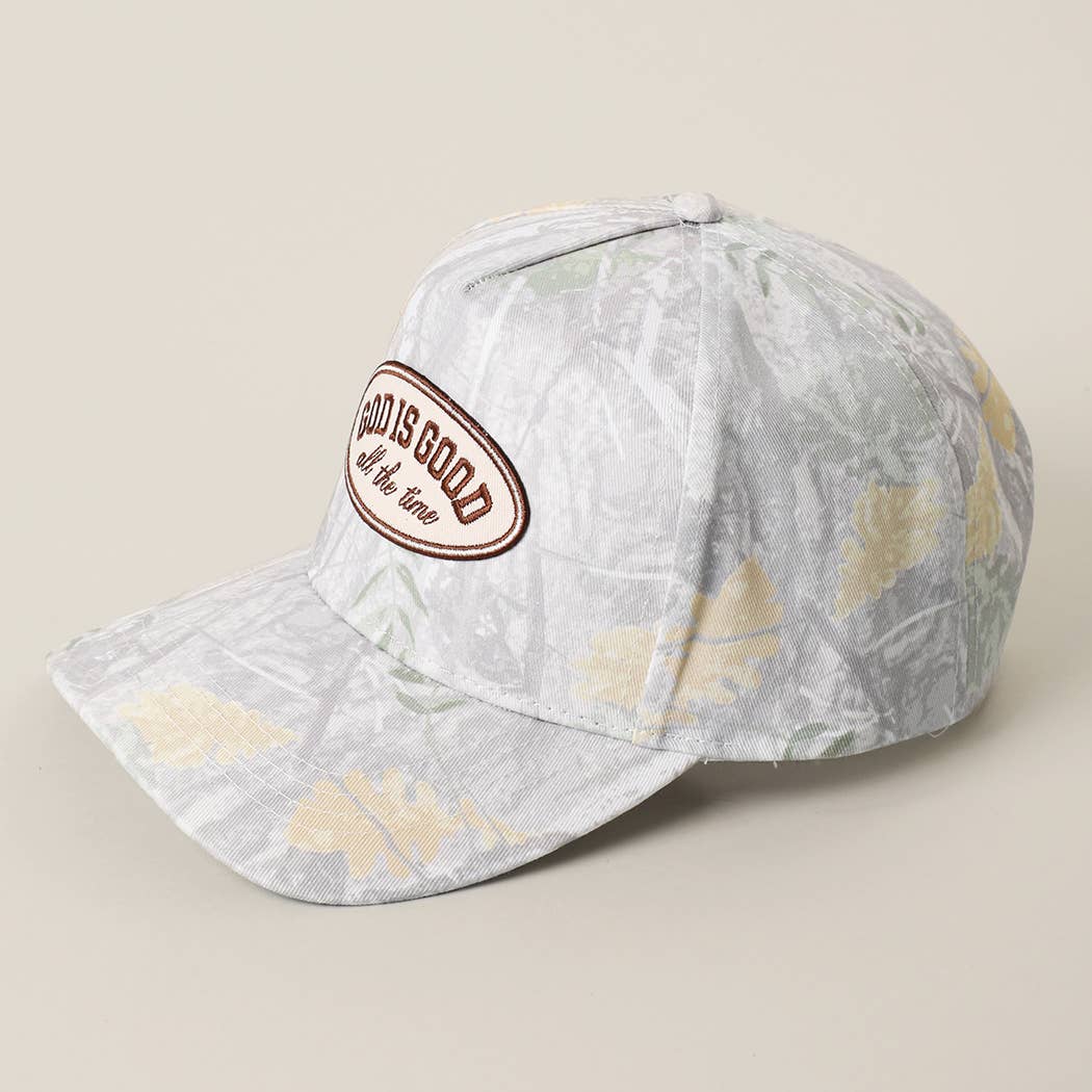 GOD IS GOOD All The Time Patch Camo Baseball Cap: CAMO / One Size { product_type }}
