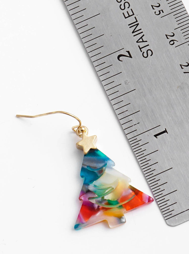 Acetate Christmas Tree Earrings-Jewelry-Wild Honey-Three Birdies Boutique, Women's Fashion Boutique Located in Kearney, MO