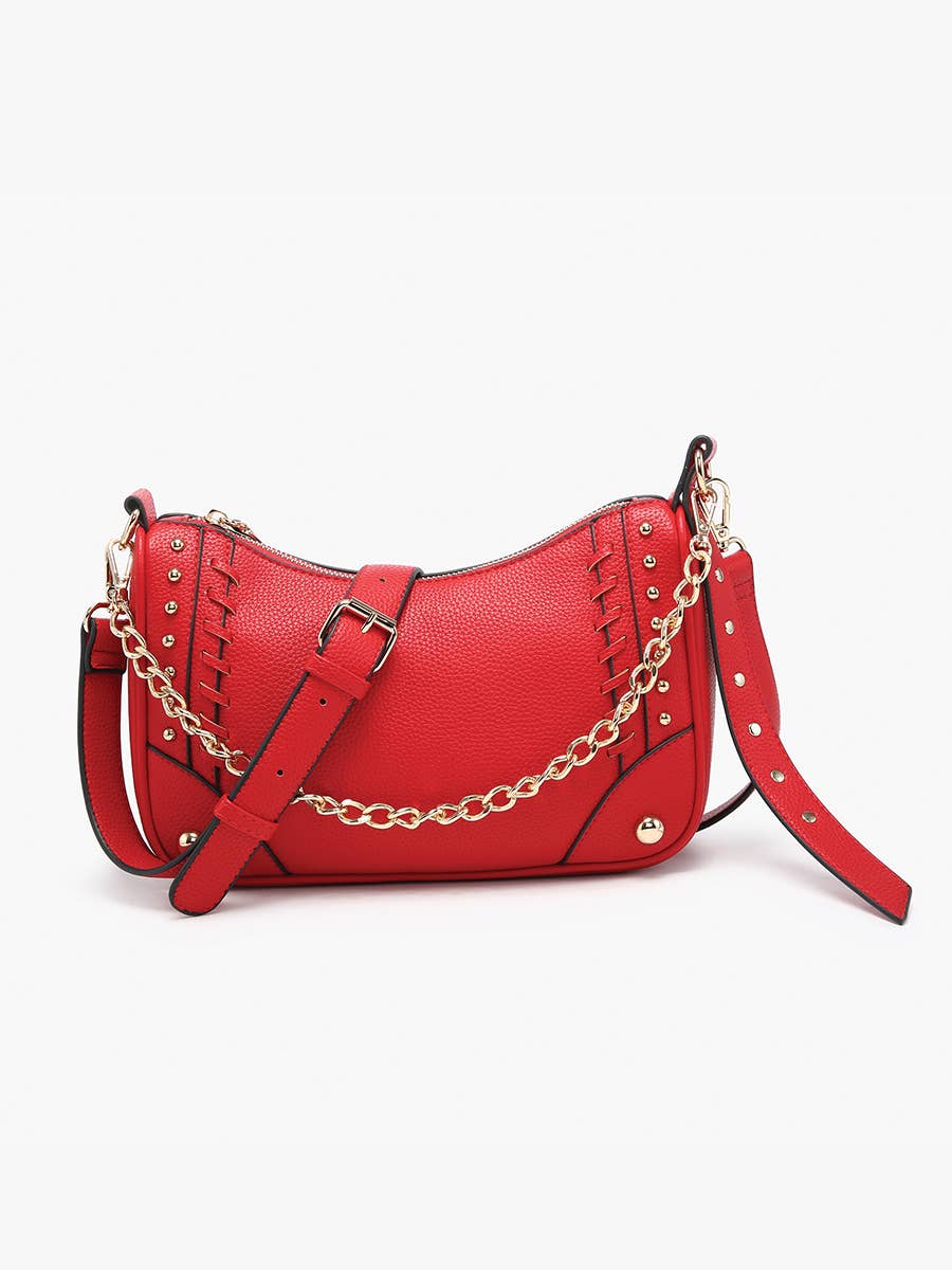 Artemis Crossbody w/ Stud Details: Taupe { product_type }}