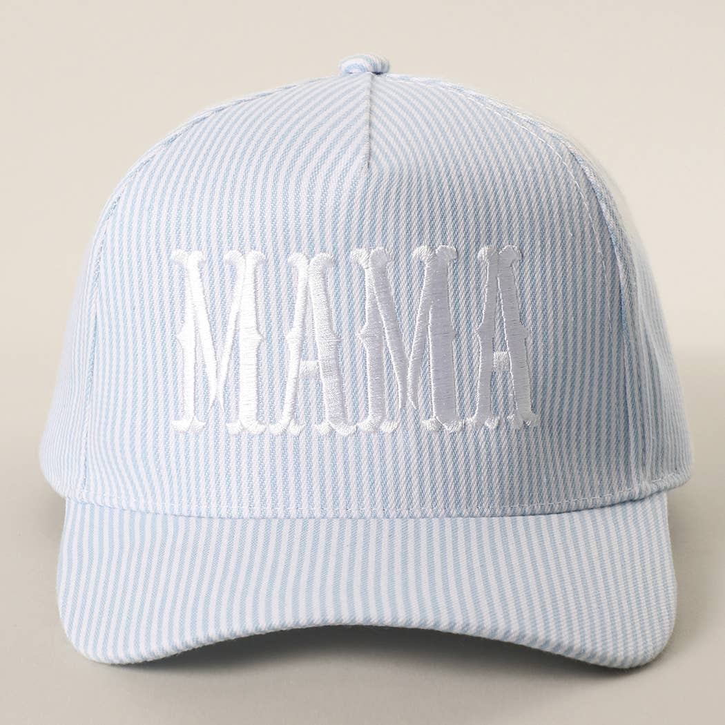 MAMA Embroidered Striped Trucker Hat : PINK/PINK { product_type }}