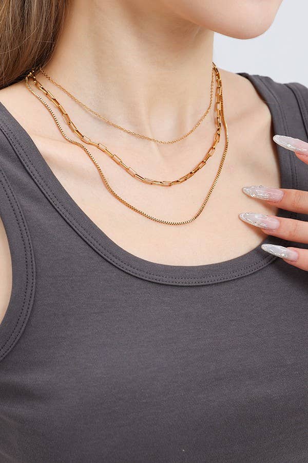 Gold Three Layer Necklace { product_type }}