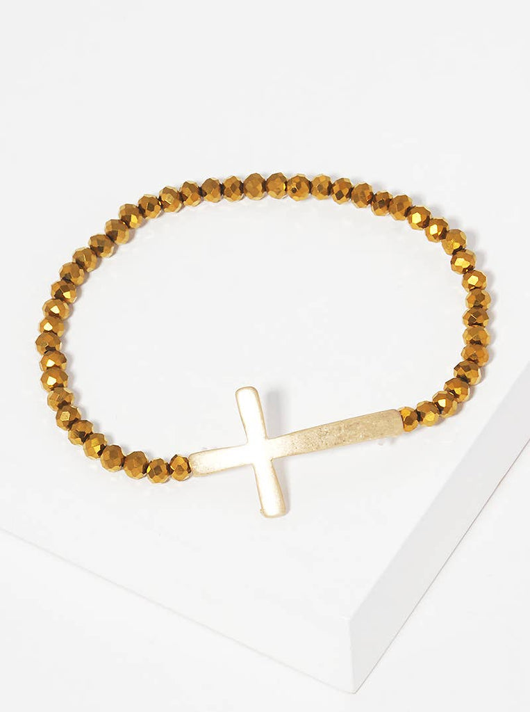 Sideways Cross Bracelet-Jewelry-Wild Honey-Three Birdies Boutique, Women's Fashion Boutique Located in Kearney, MO