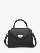 Clarke Twist Lock Small Satchel with Braided Handle - Black { product_type }}