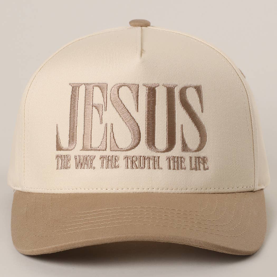 JESUS Typography Embroidered Trucker Hat : BLACK / One Size { product_type }}