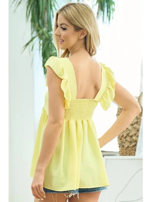 Sunshine & Ruffles Babydoll Top-Shirts & Tops-Lovely Melody-Three Birdies Boutique, Women's Fashion Boutique Located in Kearney, MO