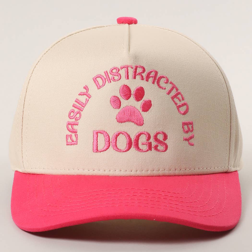 EASILY DISTRACTED BY DOGS Embroidered Trucker Hat: BLACK / One Color { product_type }}