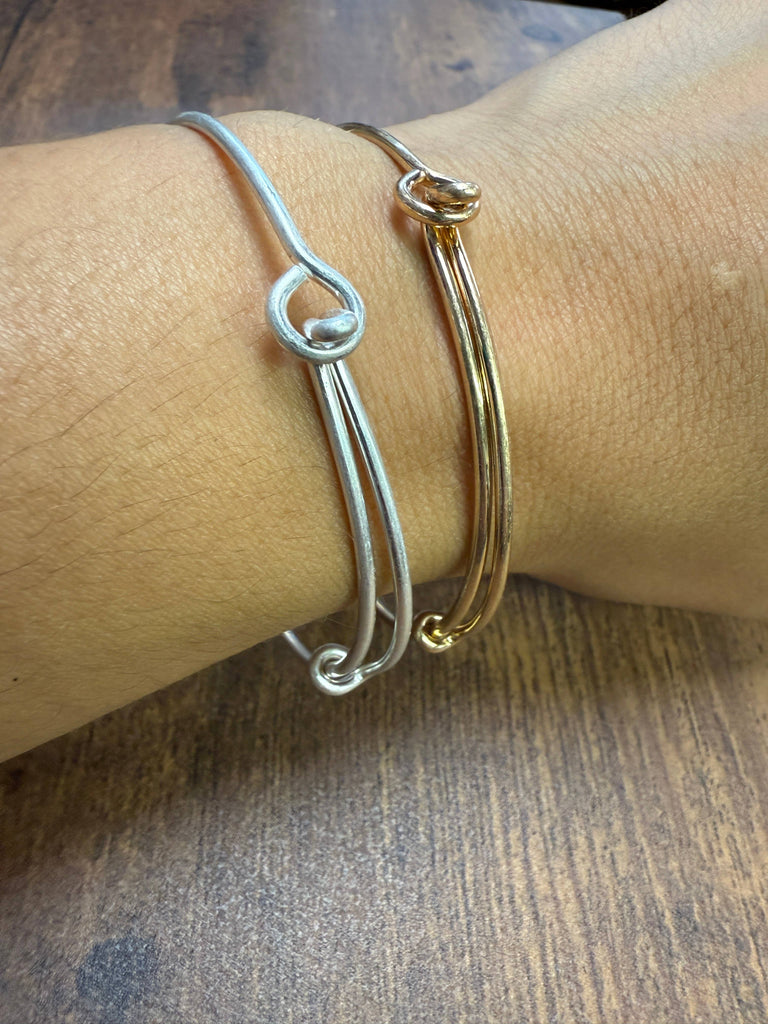 Two-tone Wire Wrapped Cross Bangle Bracelet : Silver-Paco Designs-Three Birdies Boutique, Women's Fashion Boutique Located in Kearney, MO