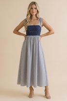 Polka Dot Striped Midi Dress { product_type }}