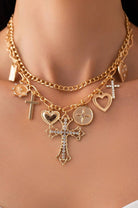 Charm Necklace – Layered Multi Cross Charms { product_type }}