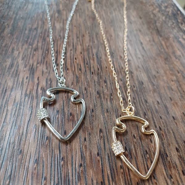 Large Bling Arrowhead Necklace Silver OR Gold: Silver-Paco Designs-Three Birdies Boutique, Women's Fashion Boutique Located in Kearney, MO