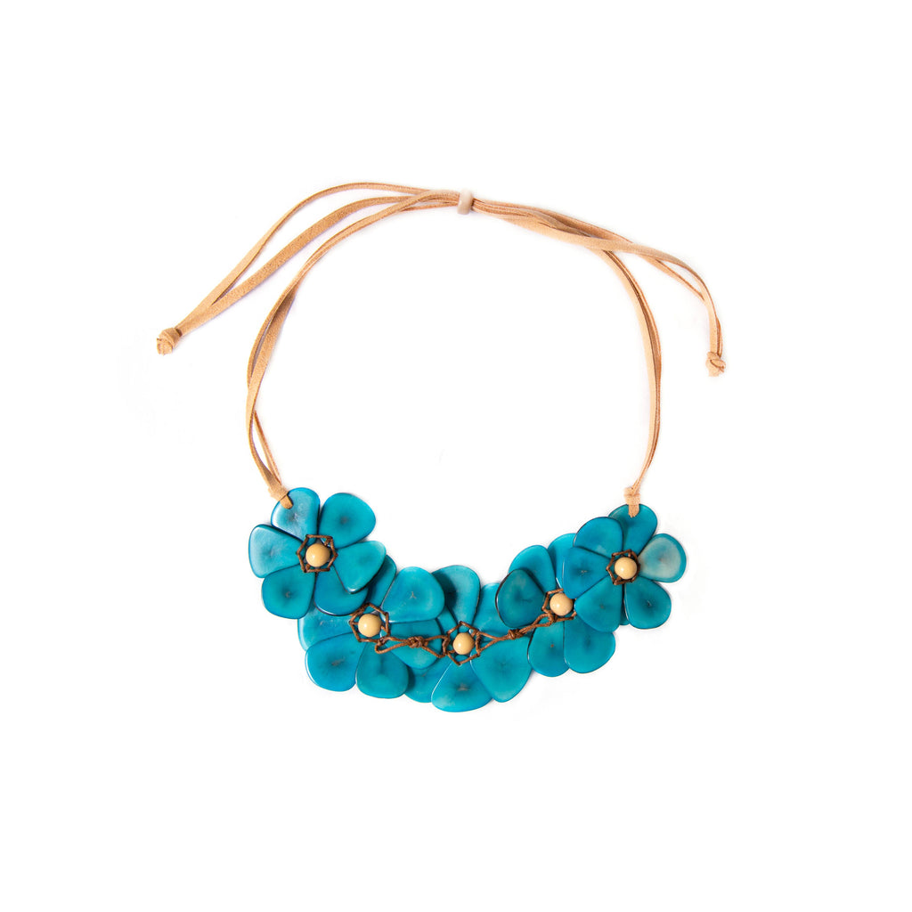 Rosalia Necklace: Ivory/Turquoise-Organic Tagua Jewelry-Three Birdies Boutique, Women's Fashion Boutique Located in Kearney, MO