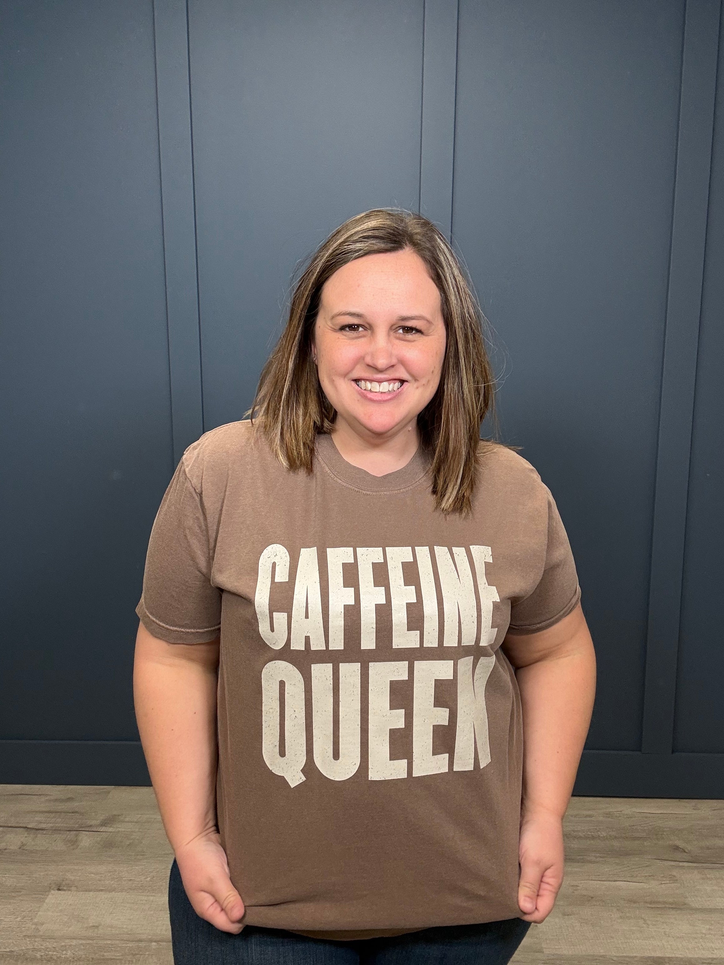 *Online Exclusive* Caffeine Queen Tee-Graphic Tees-Tres Birdos Graphic Tees-Three Birdies Boutique, Women's Fashion Boutique Located in Kearney, MO