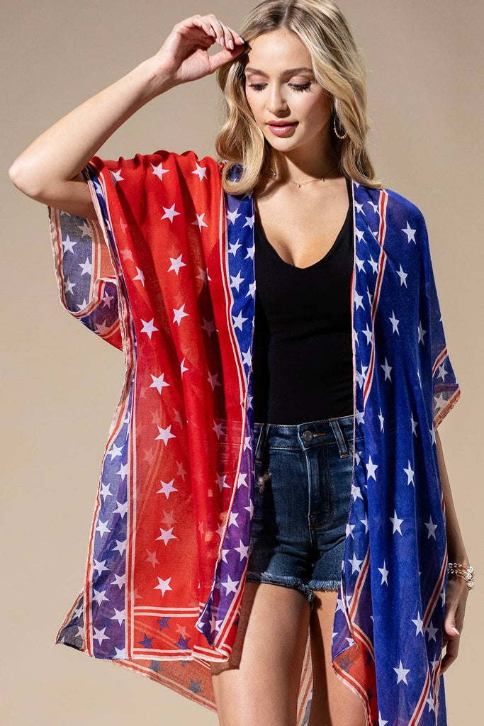 American Flag Kimono-Urbanista-Three Birdies Boutique, Women's Fashion Boutique Located in Kearney, MO