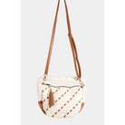 Faux Leather Basket Weave Semi Circle Bag: IV { product_type }}
