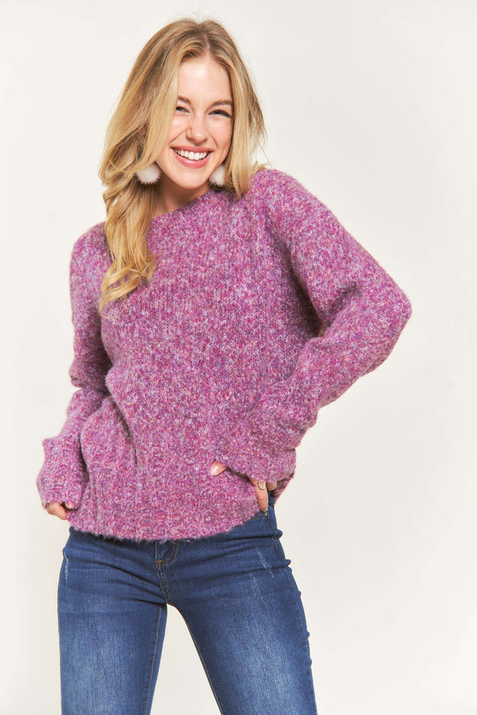 Two Tone Fuzzy Sweater-Sweater-ADORA LA-Three Birdies Boutique, Women's Fashion Boutique Located in Kearney, MO