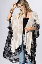 Black Beige Border Kimono: BLACK/BEIGE / 2 / One Size-Urbanista-Three Birdies Boutique, Women's Fashion Boutique Located in Kearney, MO