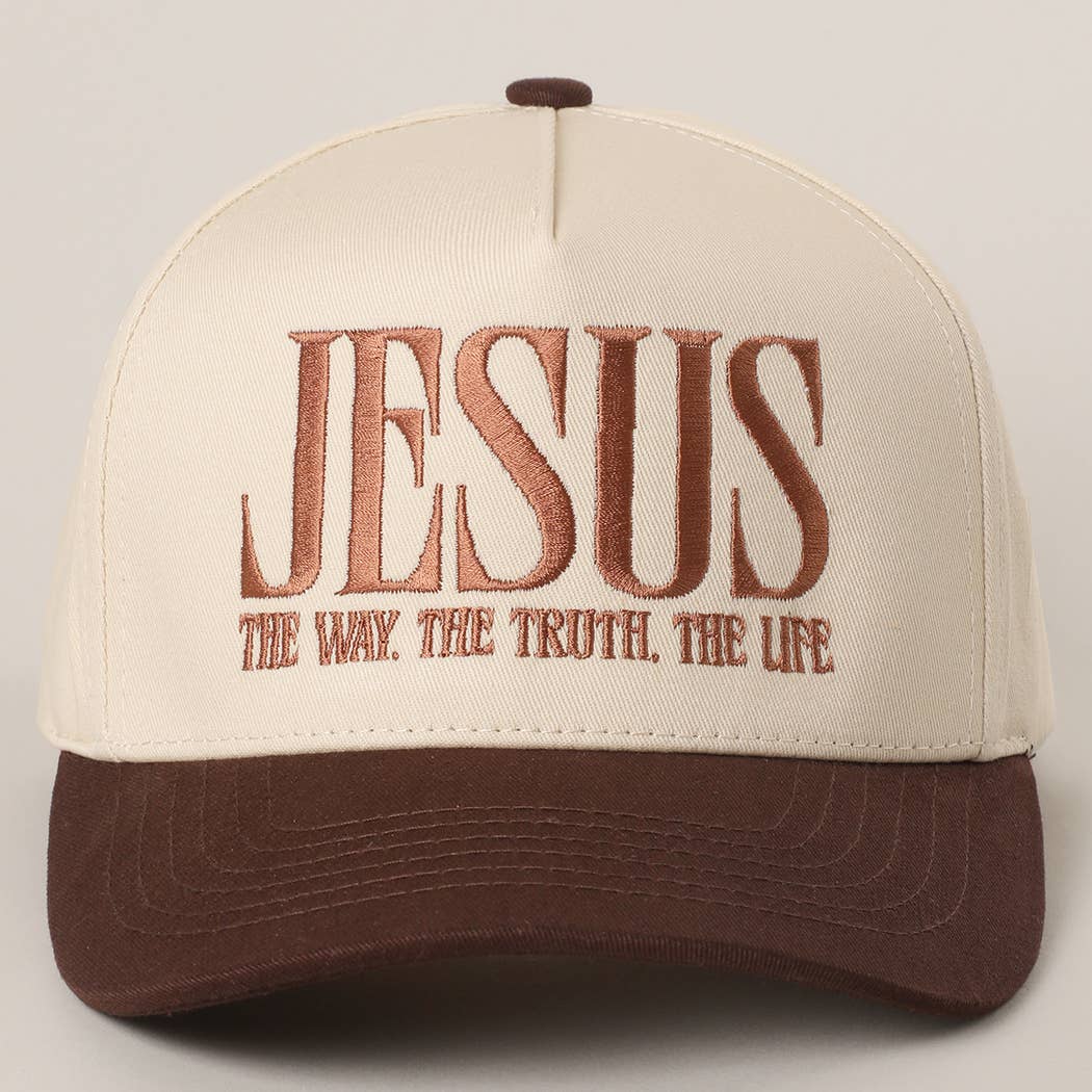 JESUS Typography Embroidered Trucker Hat : BLACK / One Size { product_type }}