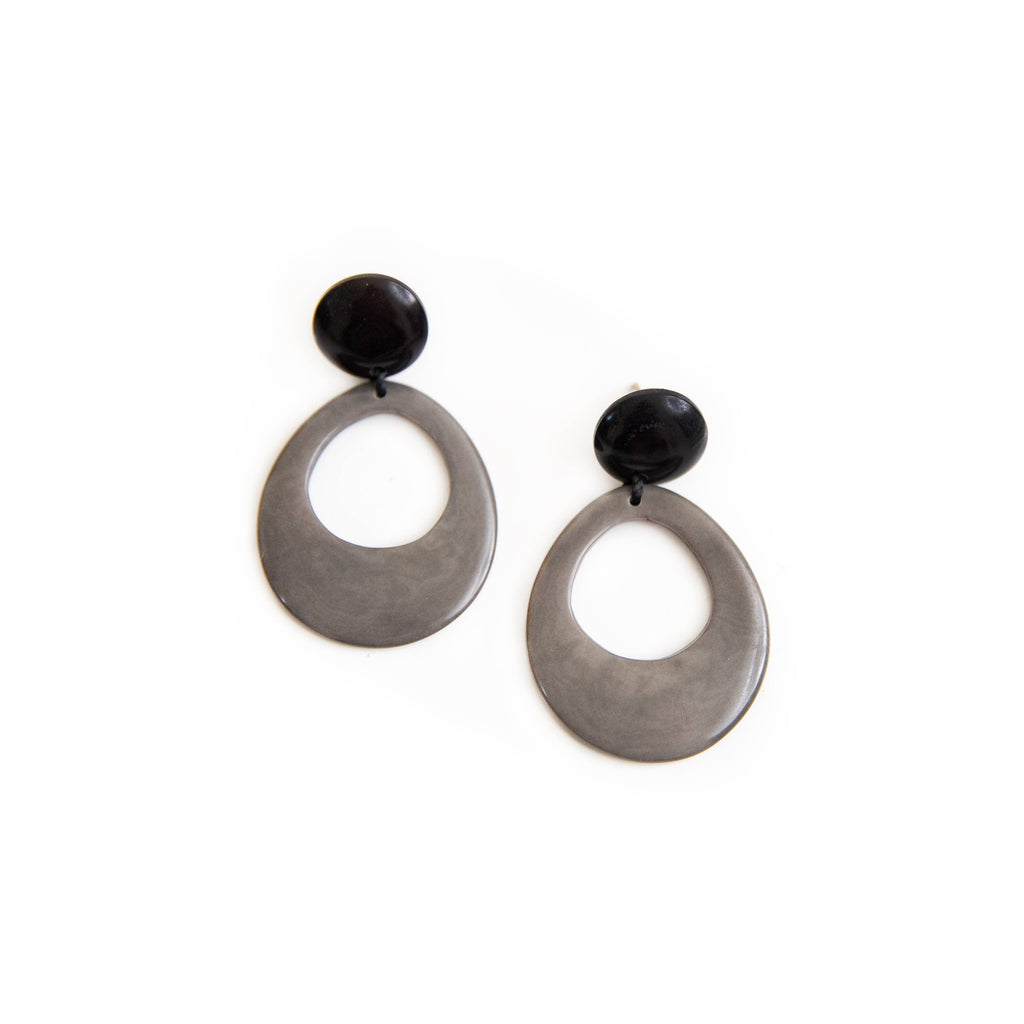 Mimi Earrings: Charcoal Gray/Onyx Black-Organic Tagua Jewelry-Three Birdies Boutique, Women's Fashion Boutique Located in Kearney, MO