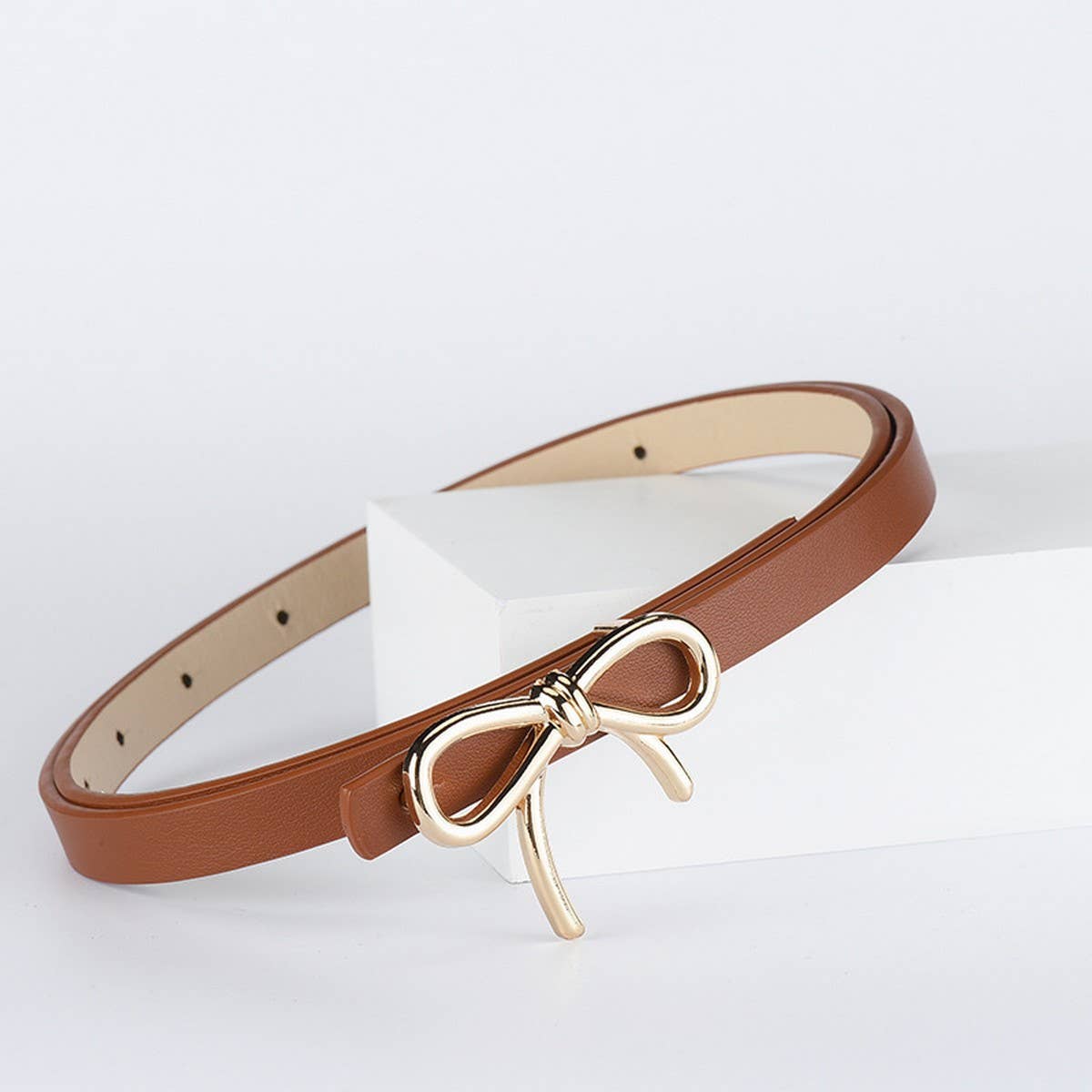 Bow Skinny Belt | Camel { product_type }}