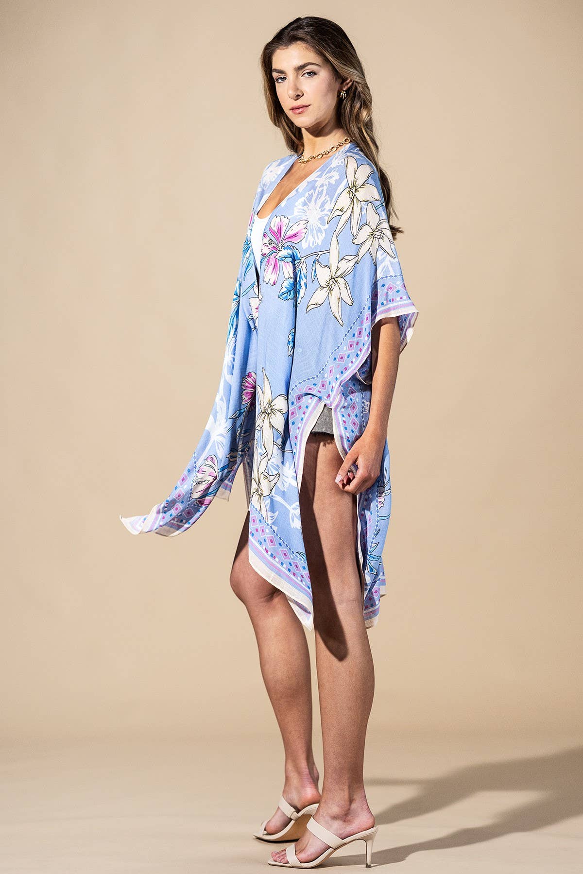 Blue Drift Viscose Kimono: PERIWINKLE-Urbanista-Three Birdies Boutique, Women's Fashion Boutique Located in Kearney, MO